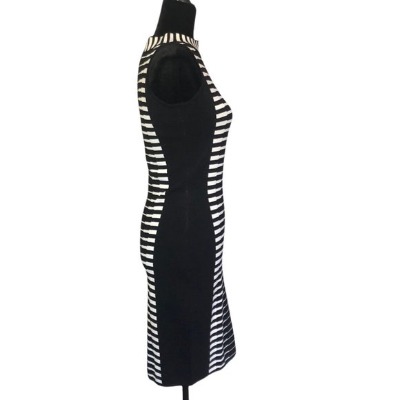 LUNA Black & White Halter Bodycon Dress - Picture 4 of 10